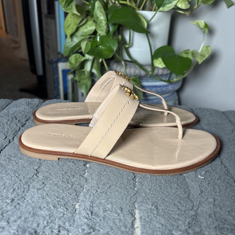 Tory Burch MINI EVERLY FLAT THONG SANDAL IVORY WOMENS SIZE 7.5M - Picture 5 of 11